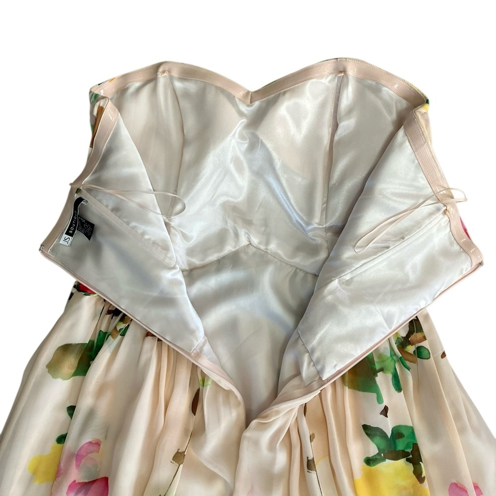 JS COLLECTION Blush Watercolor Floral Chiffon Sweetheart Formal Gown 12 MRSP$225 - Picture 6 of 11